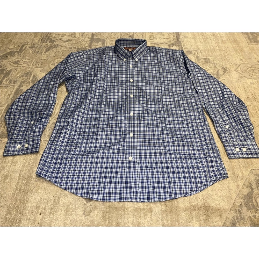 Duluth Trading Blue Plaid Long Sleeve Button Up Shirt Mens‎ Sz Large